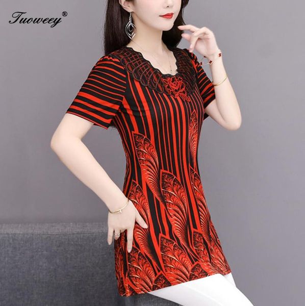 

women's blouses & shirts 2021 plus size 5xl women summer casual hollow chiffon short sleeve splice lace blusas mujer, White
