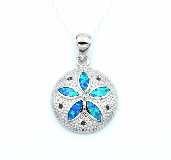 

chains classical sand dollar blue fire opal necklace, Silver