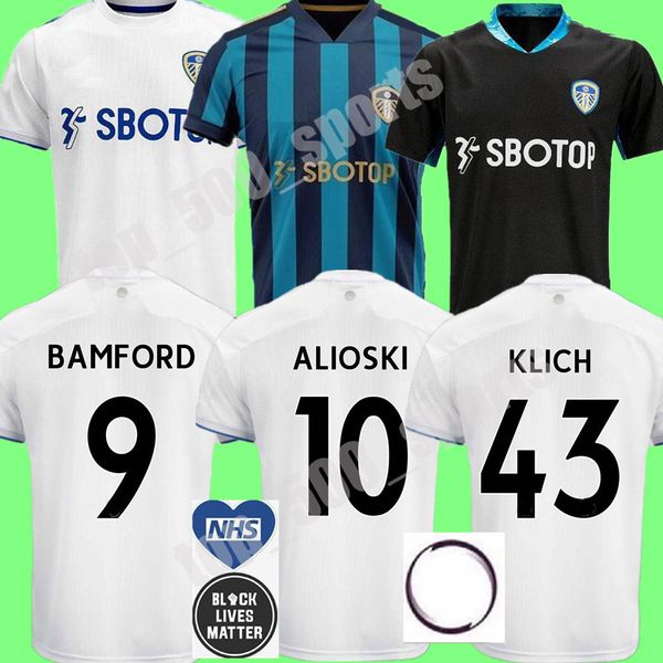 

new 2020 2021 leeds united 100th anniversary soccer jersey costa celebrates centenary bamford clarke 100 years men football shirt, Black;yellow