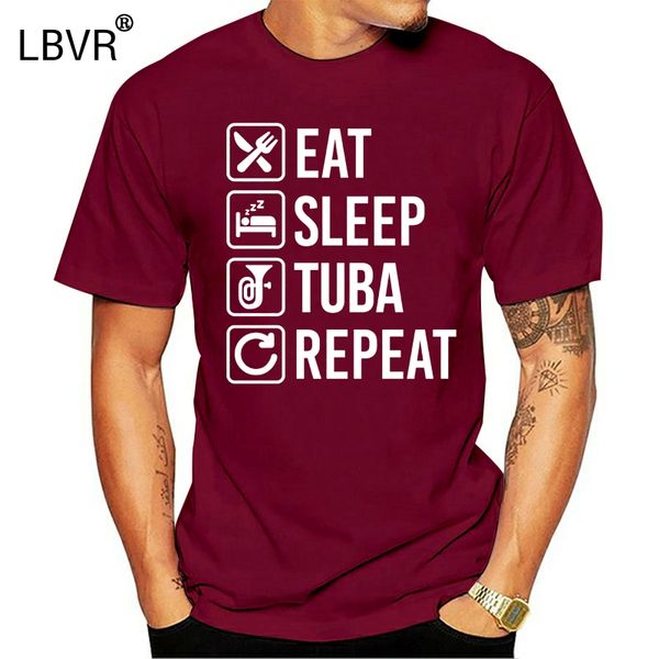 

tuba eat sleep repeat t-shirt mens 100% cotton short sleeve print cool funny t shirt men high quality