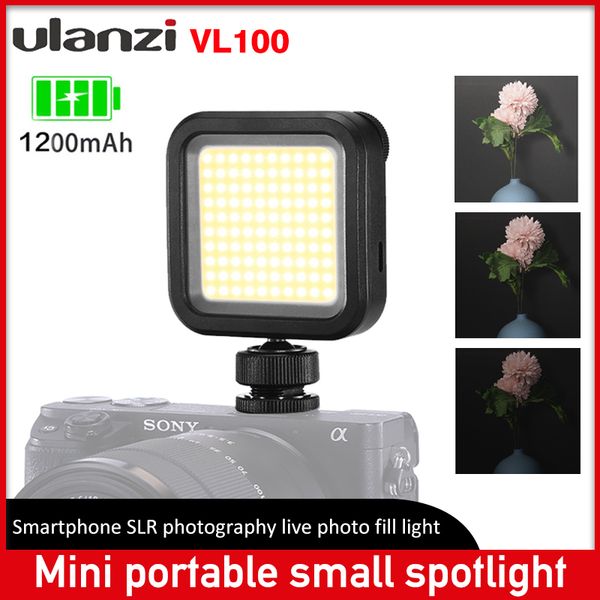 

flash heads ulanzi vl100 led video light pocket on camera cob built-in lithium battery adjustable pographic lighting for dslr