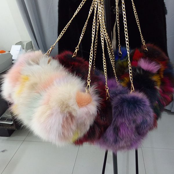 

2020 new korean version of the fur fur gloves bag female oblique cross hair hand warm hair drum shoulder bag genuine ch, Blue;gray