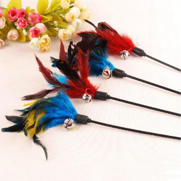 

plastic tease bells sticks stick cat pet feathers double cat interactive cat colorful fun toy pet supplies colorful tease bbyqmi lipper
