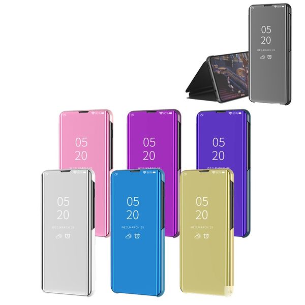 

smart leather flip stand mirror case for vivo v15 pro clear view window cover phone kickstand flip plated case