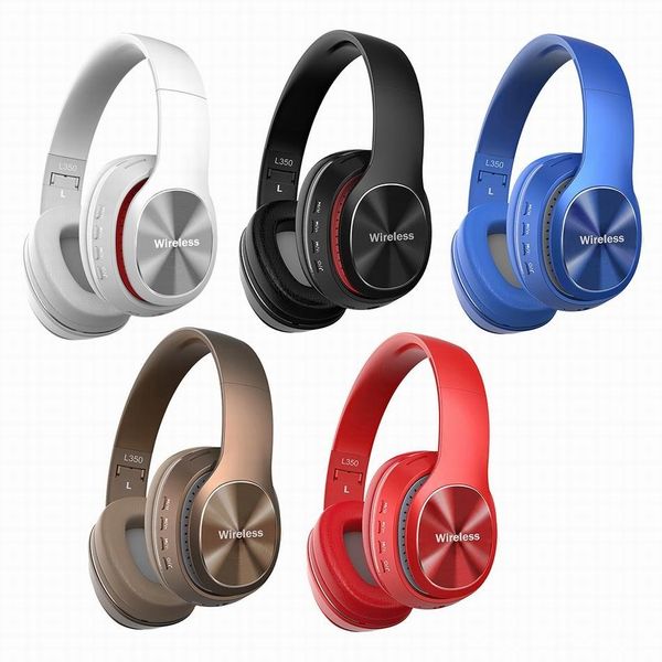 

l350 wireless bluetooth headphones stereo earphones sports headsets support tf card 3.5mm aux in fm radio w/ mic gaming headsets