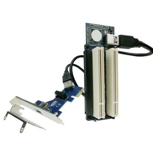 

pci-express x1 pcie to 2 pci adapter router dual pci slot riser card usb3.0 low profile bracket