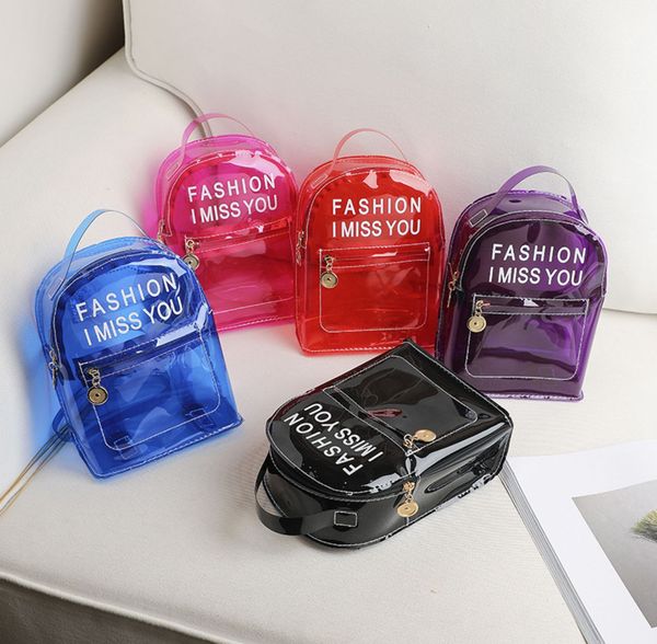 

printing candy women backpack hand shoulder messenger bag girls transparent mini mobile phone bag travel female small back pack