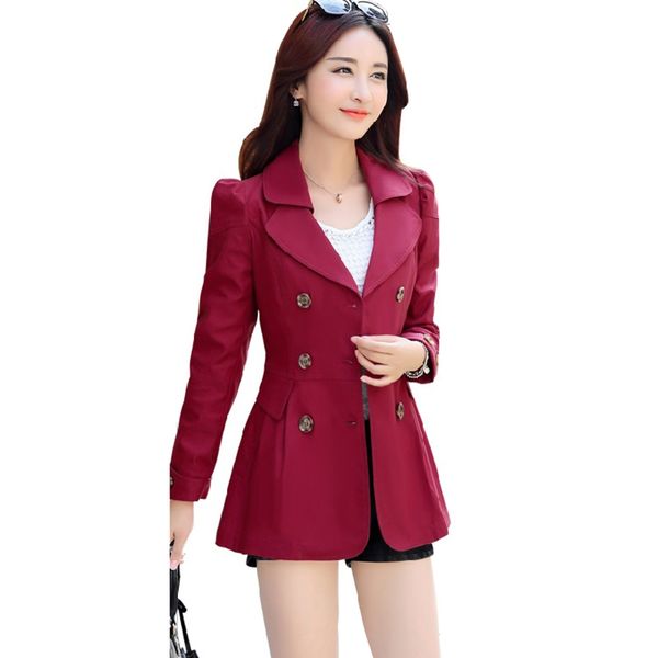 

women's jackets spring autumn trench coat slim double breasted windbreaker korean version fashion solid color outerwear femmino, Black;brown