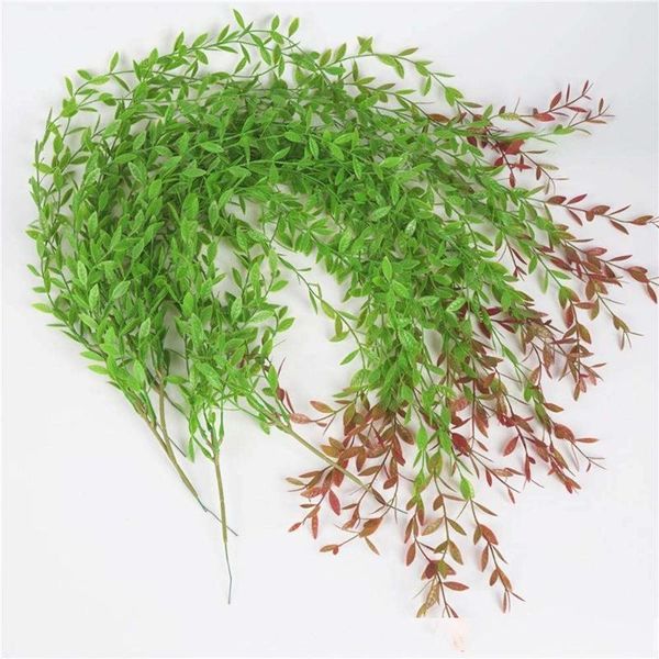 

10 pcs artificial weeping willow durable plastic simulated weeping willow simulation plant hanging plant wicker rattan for room