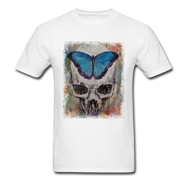 

floral butterfly skull t-shirt men's cool funny tshirts big size s-xxl t-shirt 2017 autumn mens skull shirts 100% cotton