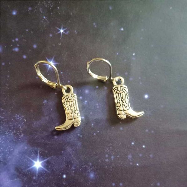 

3 pairs of cowboy boot leverback earrings, cowboy earrings, cool western dangle handmade earrings, Silver