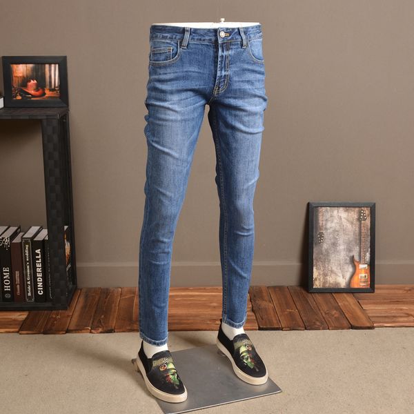

jeans fashion mens skinny streetwear elastic thin blue jean pants for cowboys men p83