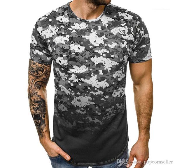 

summer causal mens clothing fashion designer mens t shirts camouflage gradient short sleeved muscular tees teenagers, White;black