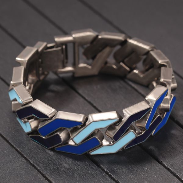 

кубинский link chain браслет для mens iced хип-хоп браслеты ювелирных изделий серебрение браслет цепь, Black