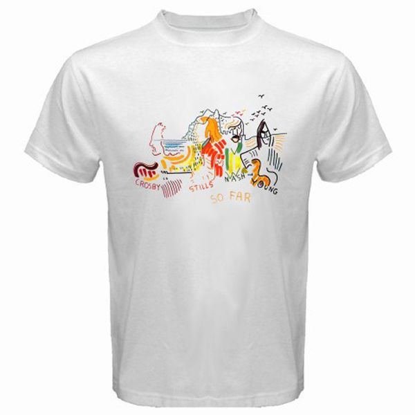 

crosby, stills,nash&young *so far album cover men's white t-shirt size cartoon t shirt men new fashion tshirt
