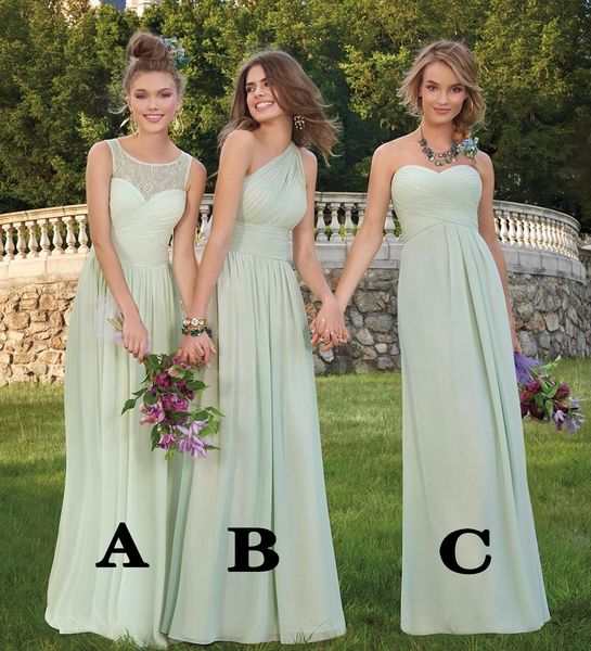 

sage chiffon a line bridesmaid dresses long maid of honor wedding guest gown country formal party wear, White;pink