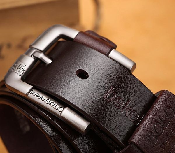 

2020 men belt cow genuine leather luxury strap male belts for men new fashion classic vintage pin buckle strap for male jean y200520, Black;brown