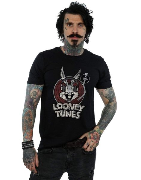 

looney tunes men's bugs circle logo t-shirt
