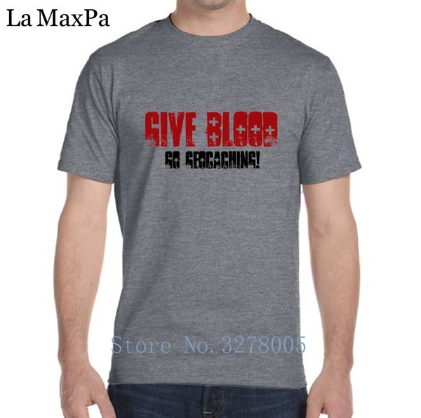 

creative tshirt man solid color fashion give blood go geocaching t-shirt for men short sleeve camisas para hombre size s-3xl
