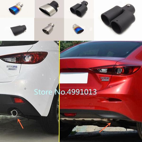 

for 3 axela 2014 2020 2020 car stainless steel protect cover muffler pipe outlet dedicate exhaust tip tail 1pcs