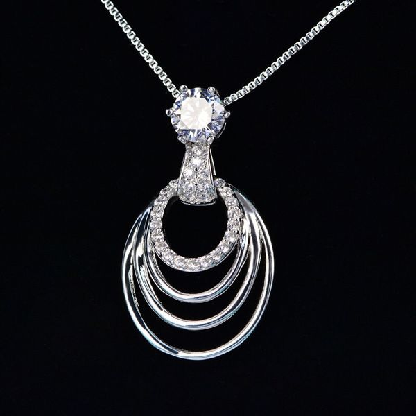 

chains ypay8 fashion 925 sterling silver ladies for women golden rose gold three circles party details necklace jewelry