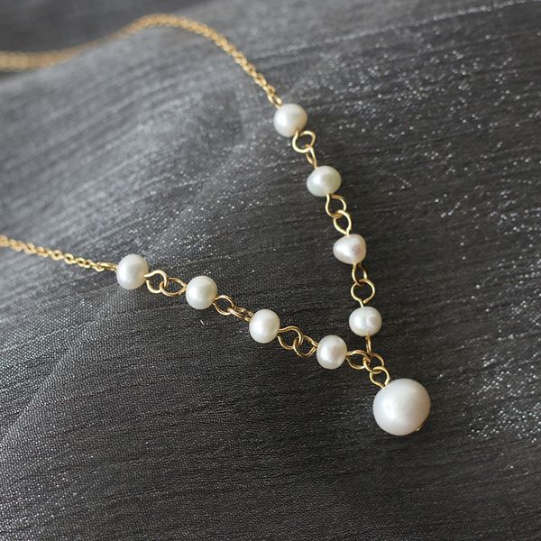 

freshwater pearl handmade natural bubble star necklace clavicle chain titanium steel gold plated stainless steel material, Silver