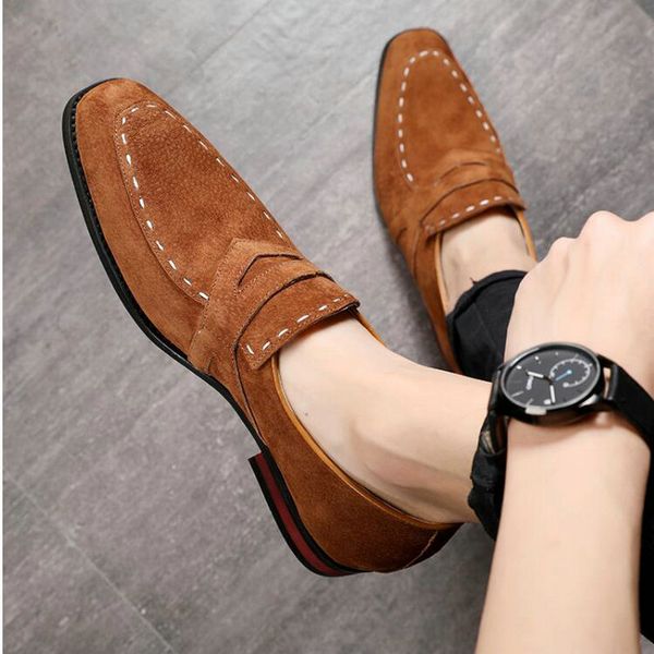 

men flat black suede formal shoe pu leather casual men loafers driving slip on shoes for man dress shoes big size 48 a57-37