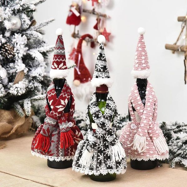 

christmas wine bottle cover merry christmas decor for home natal noel table decor gift 2021 happy new year navidad