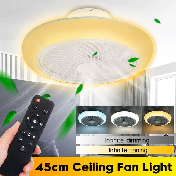 

110v/220v 45cm 3 gear wind speed dimmable smart ceiling fan lamp light with remote control silent bedroom decor ventilator lamp