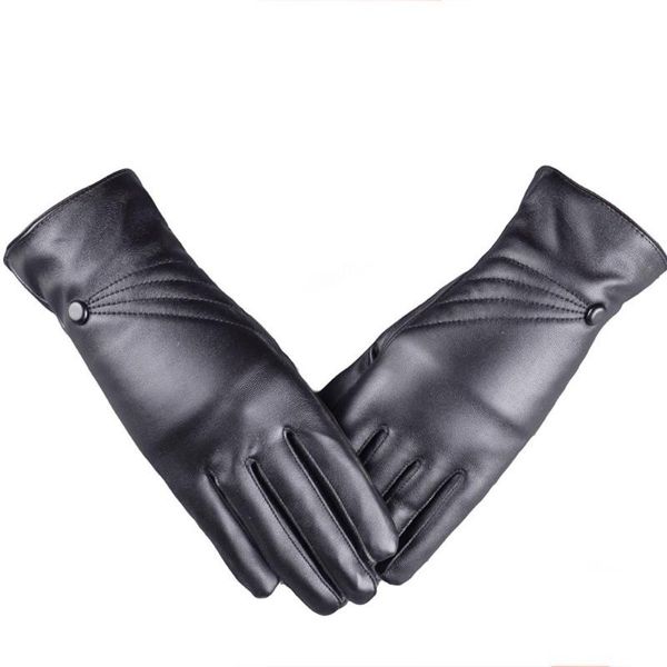 

1pair spring leather gloves spandex gloves women black etiquette thin stretch tight white super warm cashmere #a, Blue;gray