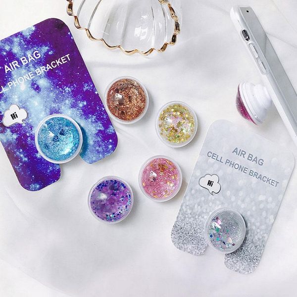 

for iphone x 8 8plus liquid glitter universal quicksand phone stand holder hanger ring for samsung note8 s8 with retail box