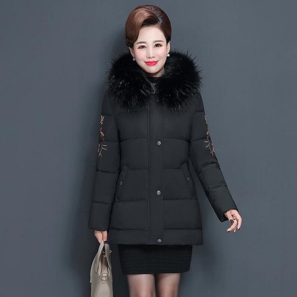 

women's down & parkas fashion jacket 2021 korean winter women short medium and large size 6xl padded slim fit, Black