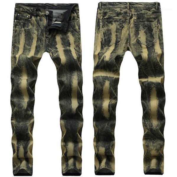 

pantaones mens jeans fashion luxury designer slim fit jean pants elastic waist wear jean, Blue