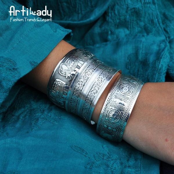 

artilady boho antic silver cuff copper bangle bohemia antalya carve pattern statement bangle, Black
