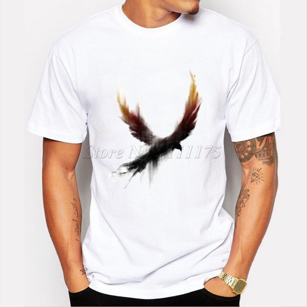 

2019 new fashion men's painted eagle design t shirt hipster cool short sleeve tees