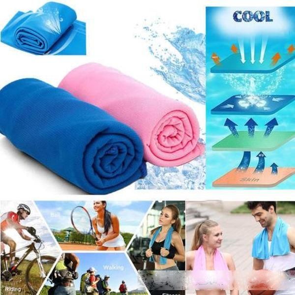 

gifts package cold towel summer sports ice cooling towel double color hypothermia cool towel 38*80cm for sports children ship