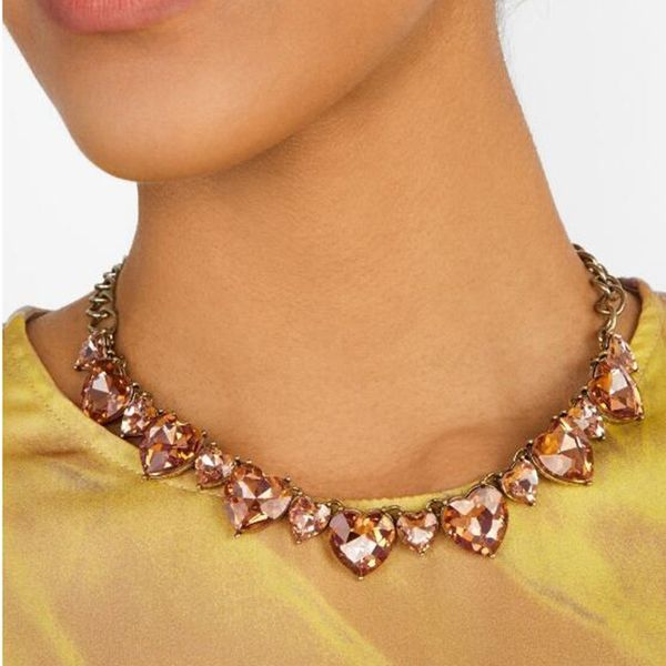 

lalynnly luxurious rhinestone crystal choker necklace round heart chain necklace party wedding jewelry for women gifts n70121, Silver