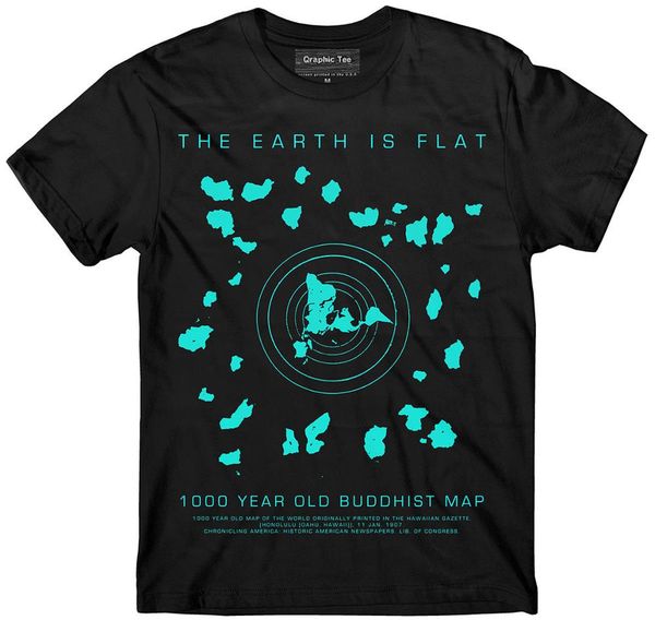 

плоская земля t-shirt, буддийский карта, земля плоская, firmament 2019 новые моды tops summer прохладный смешные повседневный футболках