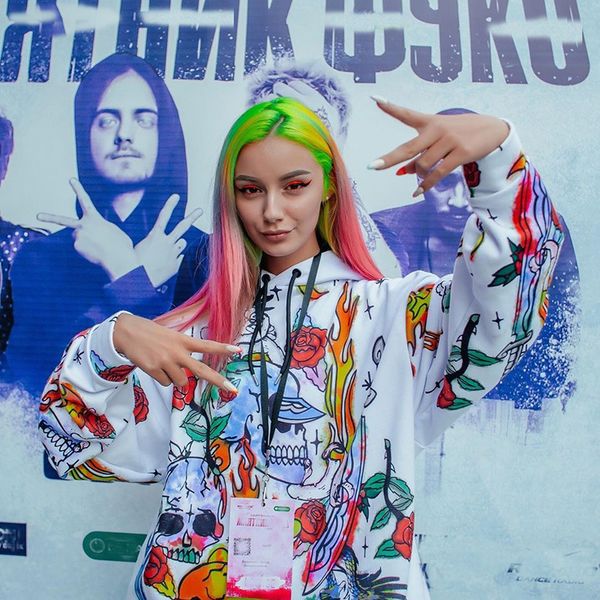 

women's skull hoodies fashion streetwear sweatshirt hooded skulls print hip hop clothes hh109 drop shipping, Black