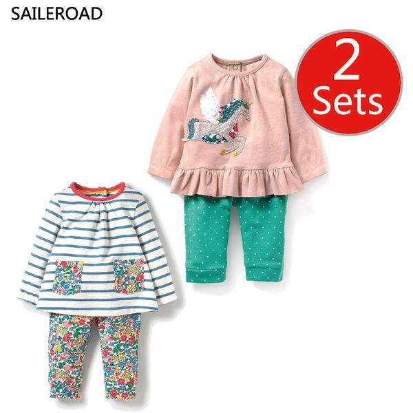 

saileroad 2 set cotton long sleeve clothing set spring autumn child pyjamas baby girls boys clothes girl striped outfits, White