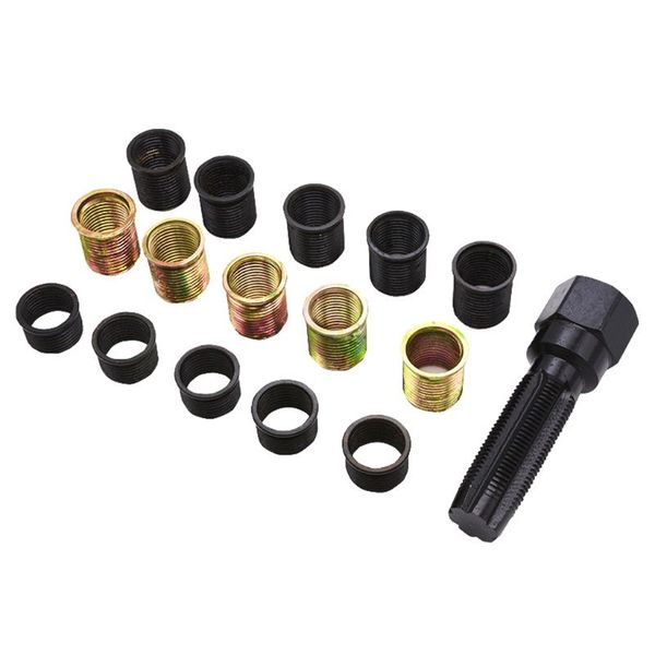 

16 pcs m14x1.25 rethread thread repair tools kit wire sleeve w/ case b85c