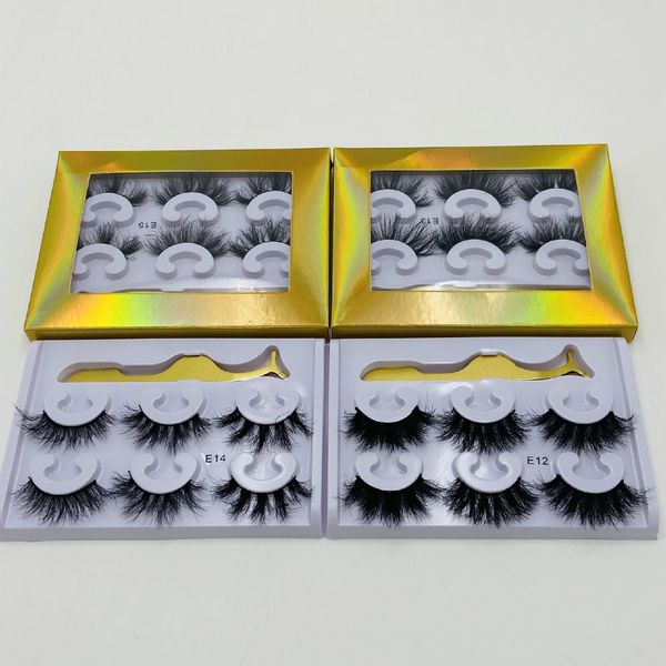 

new 3 pairs/set mix style false eyelashes fake 8d mink eyelashes natural eyelash extension with eyelash tweezer applicator makeup tool