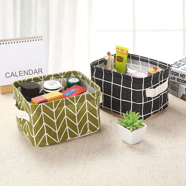 

2020 new linen deskstorage box printing sundries storage basket european style multi-function organizer storage boxes