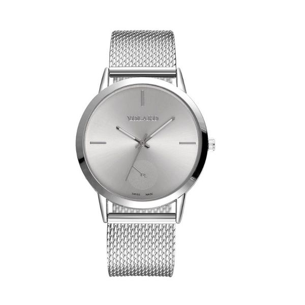 

wristwatches fashionable glass mirror men and women general mesh silicone strap watch brand round quartz wrist relogio feminino, Slivery;brown