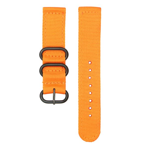 

durable nylon watchband strap black buckle sports premium band 18/20/22/24mm orange, Black;brown
