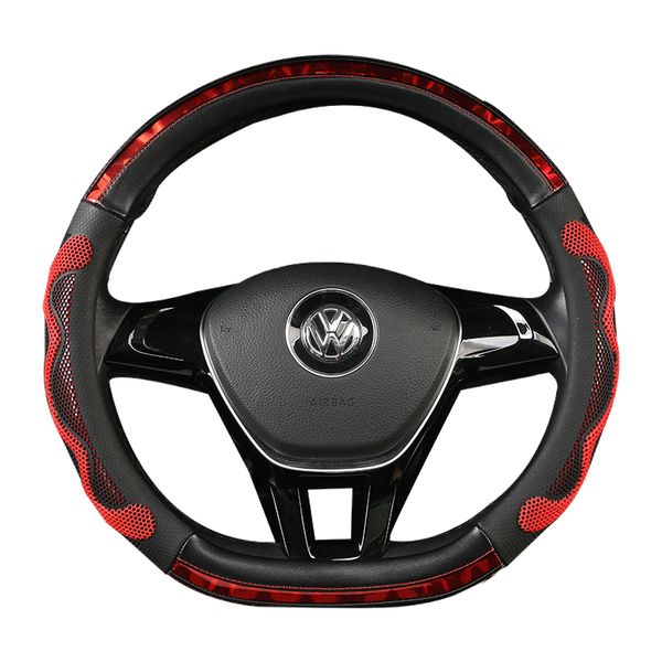 

kkysyelvad-type steering wheel cover leather + carbon fiber suitable for 7 qashqai speed teng 38cm car steering wheel cover