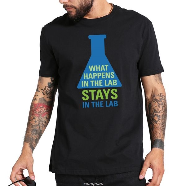 

chemistry tshirt what happens in the lab letter print tee shirt homme geek style graohic design t-shirt men