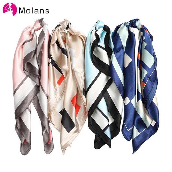 

hair accessories molans 60*60 cm ribbon scrunchie elegant scarf for women hairband stripe print pattern tie girls headwear