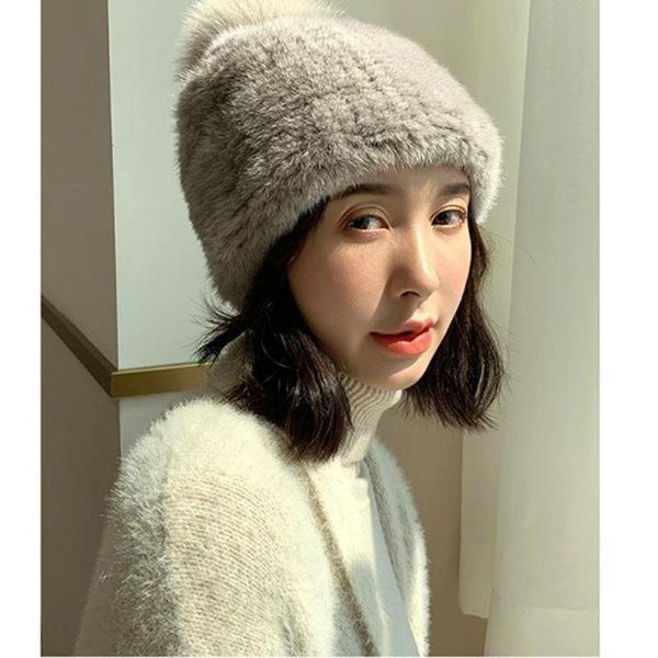 

beanie/skull caps knitted hat styles female fur cap women winter headwear girls hats for beanies, Blue;gray