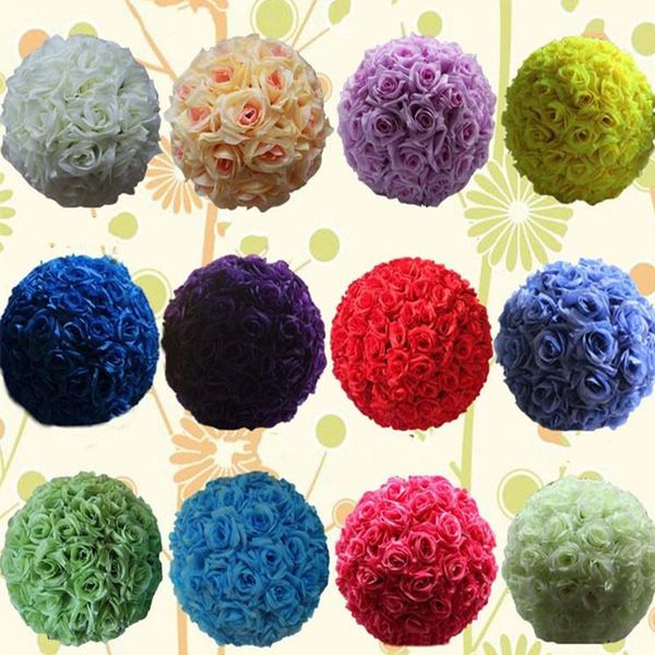 

16" 40cm big size kissing balls artificial encryption rose silk flower ball ornament for wedding festival celebration decoration